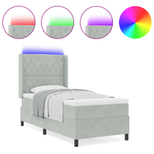 Boxspringbed met Matras & LED Licht Grijs 100x200 cm Fluweel