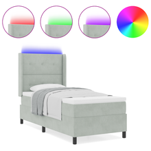 Boxspringbed met matras en LED fluweel lichtgrijs 80x200 cm
