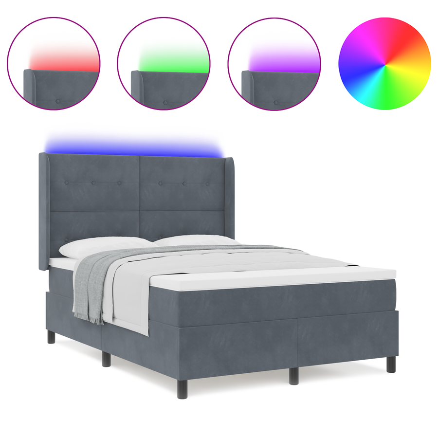 Boxspringbed met matras en LED fluweel donkergrijs 160x200 cm