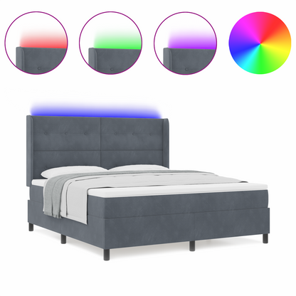 Boxspringbed met matras en LED fluweel donkergrijs 180x200 cm