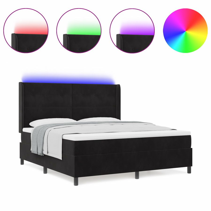 Boxspringbed met matras en LED fluweel zwart 180x200 cm