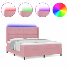 Boxspringbed met matras en LED fluweel roze 180x200 cm