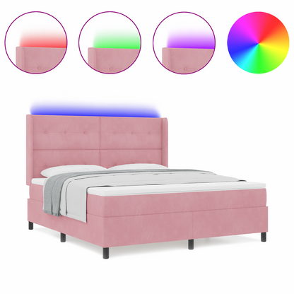 Boxspringbed met matras en LED fluweel roze 180x200 cm