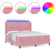 Boxspringbed met matras en LED fluweel roze 180x200 cm