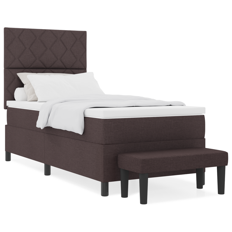 Boxspringbed met Matras & Bench Donkerbruin 100x200 cm Stof