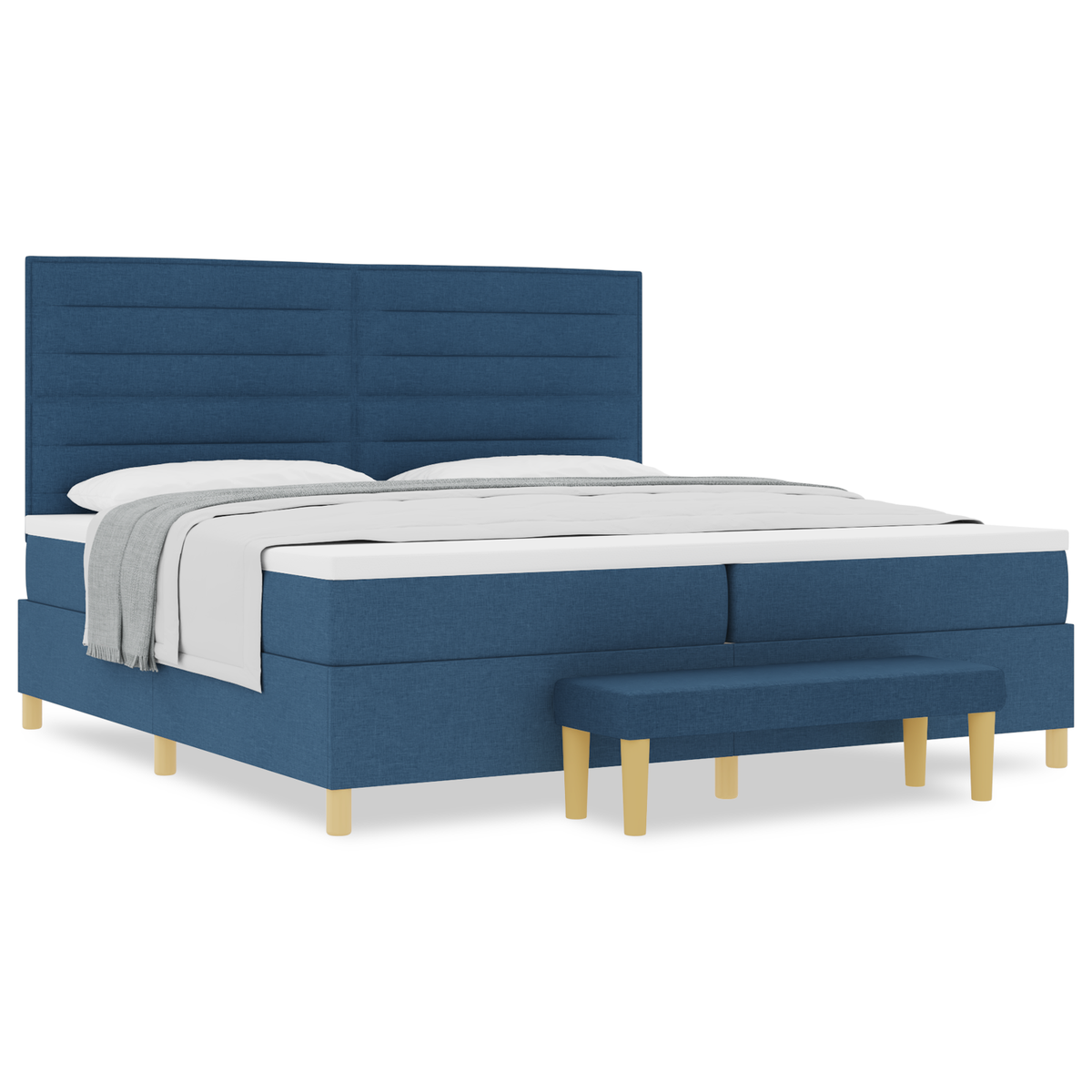 Boxspringbed met matras en bank stof blauw 200x200 cm