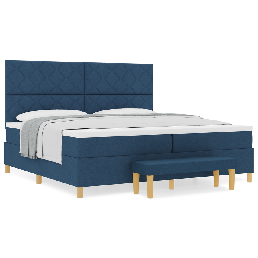Boxspring Bed met Matras & Bank Blauw 200x200 cm Stof