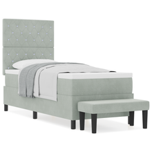 Boxspring Bed met Matras & Bank Lichtgrijs 80x200 cm Fluweel