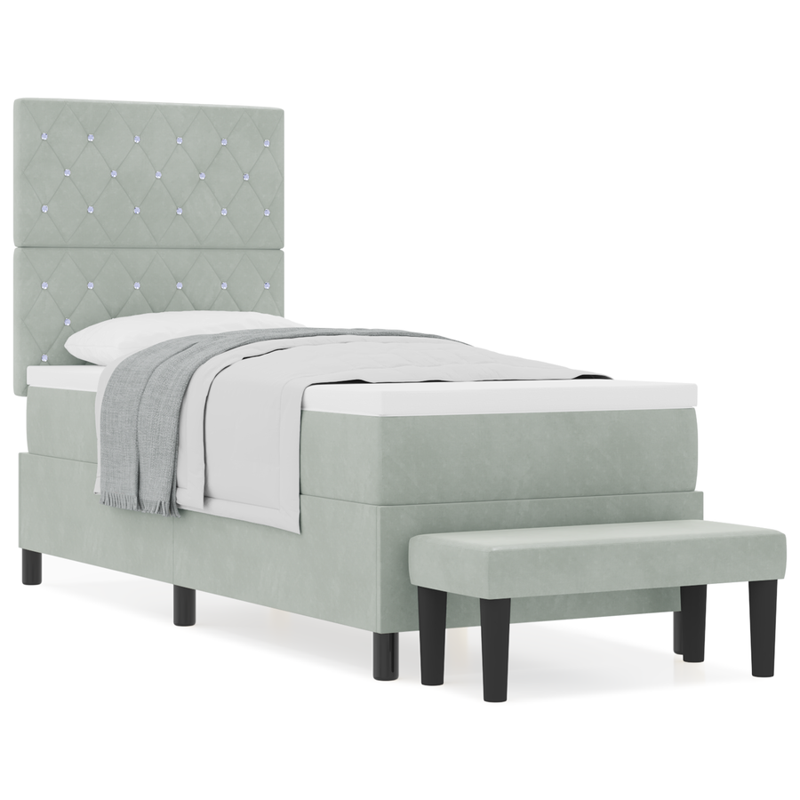 Boxspring Bed met Matras & Bank Lichtgrijs 80x200 cm Fluweel