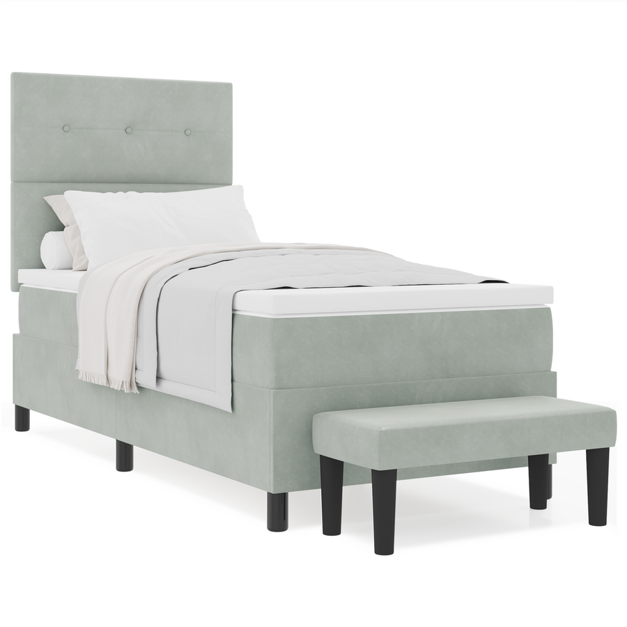 Veringsbed met Matras & Bank Lichtgrijs 80x200 cm Fluweel