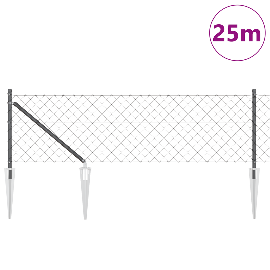 Kettingenhek met 13 Spijkerpalen 0,8x25 m Gegalvaniseerd Staal