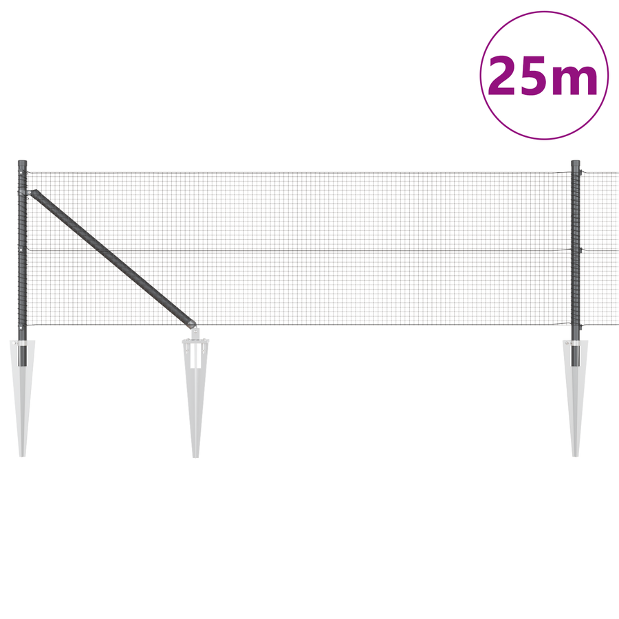 Gelast Draadhek met 13 Paalankers Grijs 0.8x25 m Staal