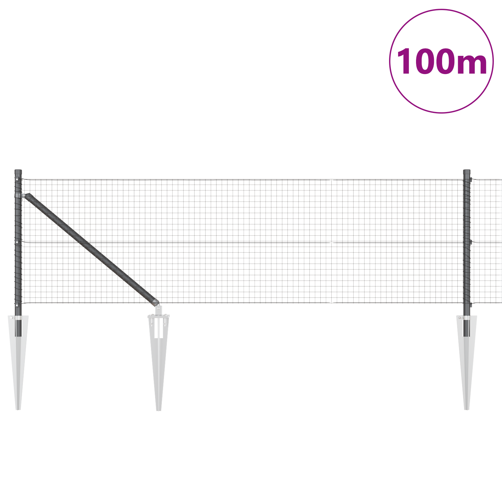 Gelaste Draadomheining met 13 Spike Posts Grijs 0.8x100 m Staal