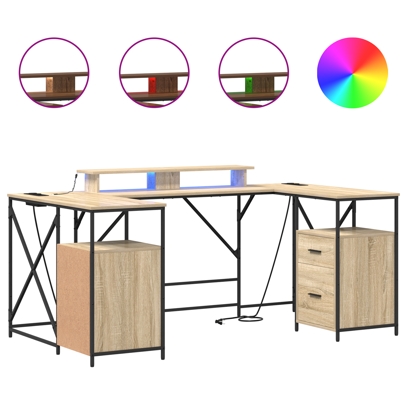 Bureau met lade met opslag Sonoma eiken 182 x 101 x 87.5 cm Bewerkt hout
