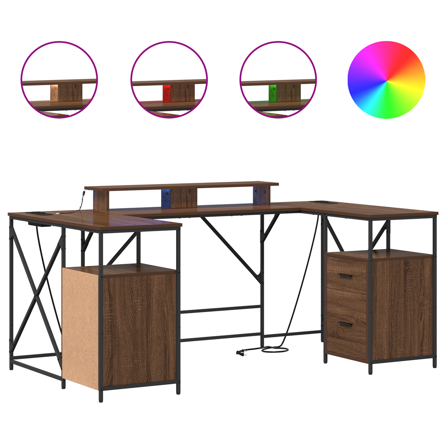 Bureau met lade met opslag Bruin eiken 182 x 101 x 87.5 cm Bewerkt hout