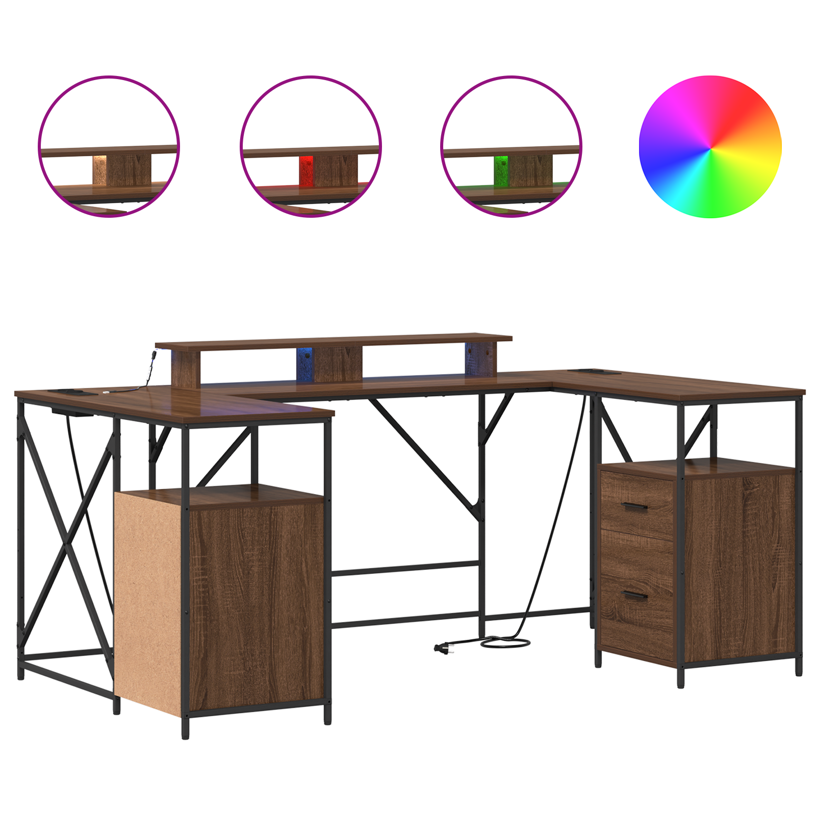 Bureau met lade met opslag Bruin eiken 182 x 101 x 87.5 cm Bewerkt hout