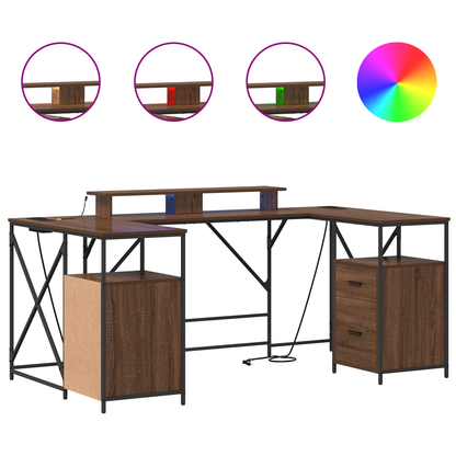 Bureau met lade met opslag Bruin eiken 182 x 101 x 87.5 cm Bewerkt hout