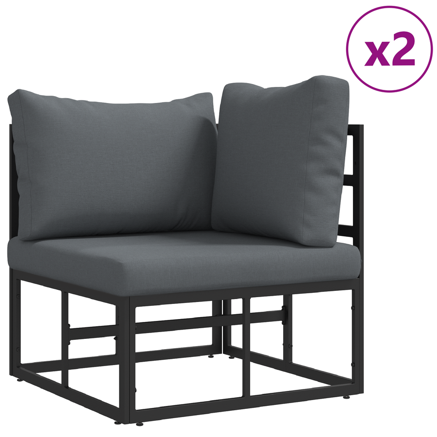 Tuin Sofa Set met kussen met kussen 3 pcs Zwart 70 x 70 x 32 cm Aluminium