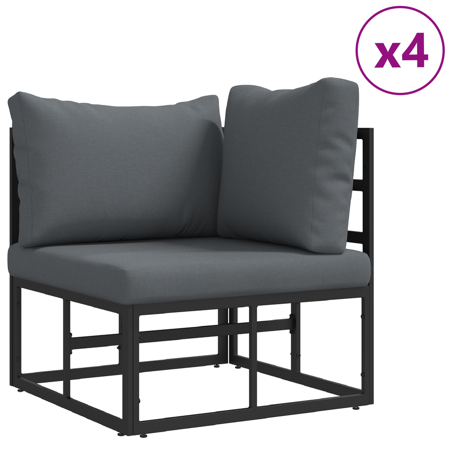 Tuin Sofa Set met kussen met kussen 6 pcs Zwart 70 x 70 x 32 cm Aluminium