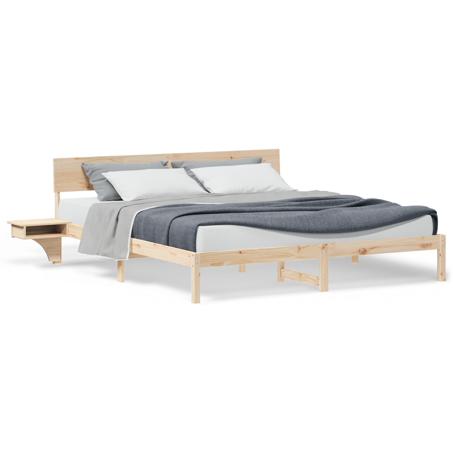 Bedframe met hoofdeinde Bruin 200 x 200 cm Massief grenenhout