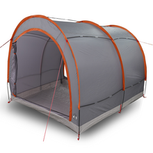 Fietstent met dak met opslag met luchtopening Grijs en Oranje 256 x 222 x 182 cm