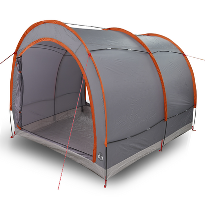Fietstent met dak met opslag met luchtopening Grijs en Oranje 256 x 222 x 182 cm