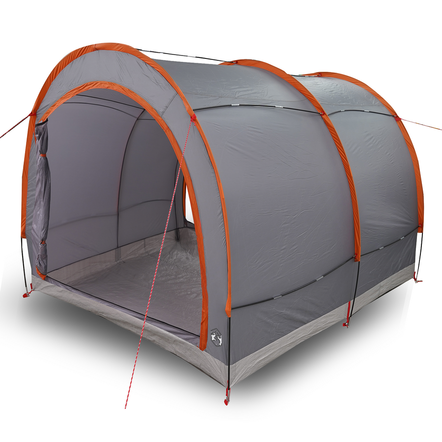 Fietstent met dak met opslag met luchtopening Grijs en Oranje 256 x 222 x 182 cm