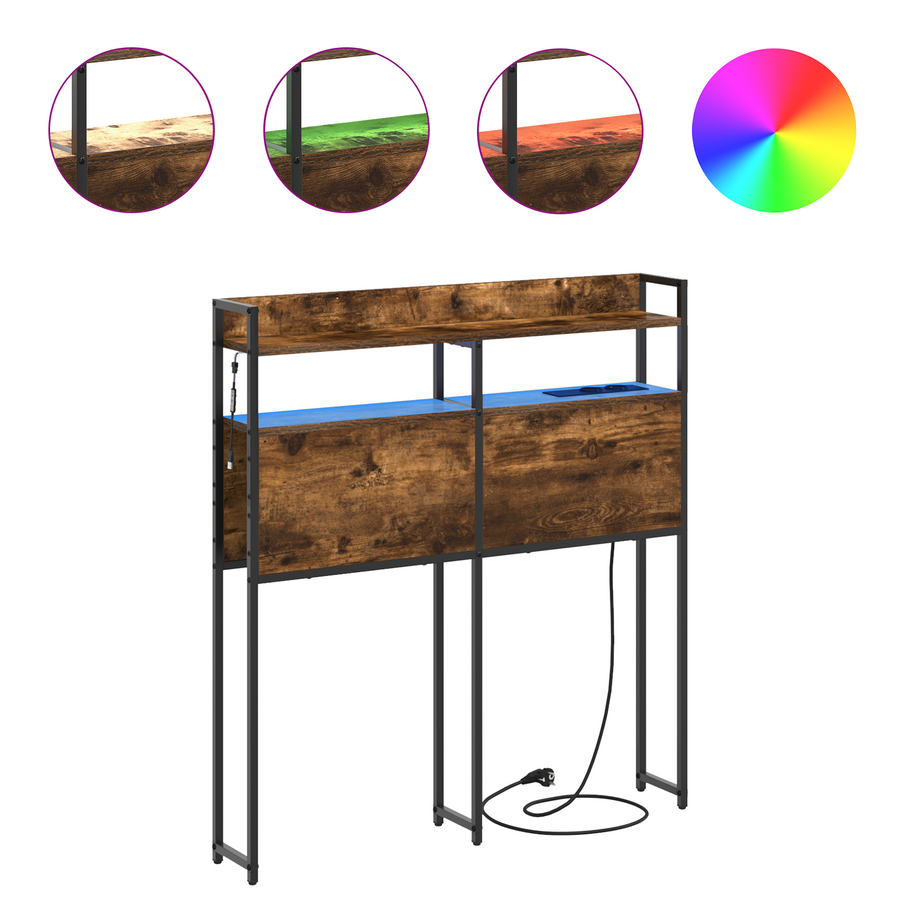 Opberghoofdbord Gerookt eiken 80 cm Bewerkt hout