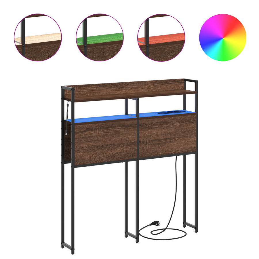 Opberghoofdbord bruin eikenkleur 80 cm Bewerkt hout
