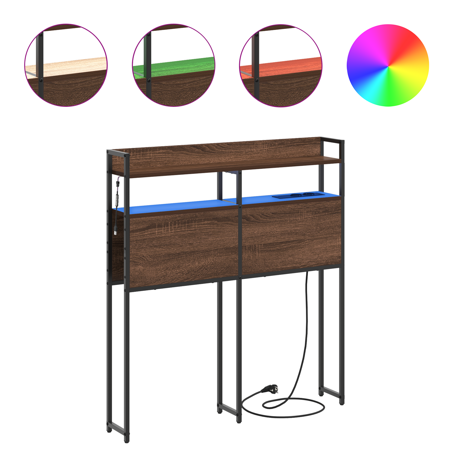Opberghoofdbord Bruin eiken 90 cm Bewerkt hout