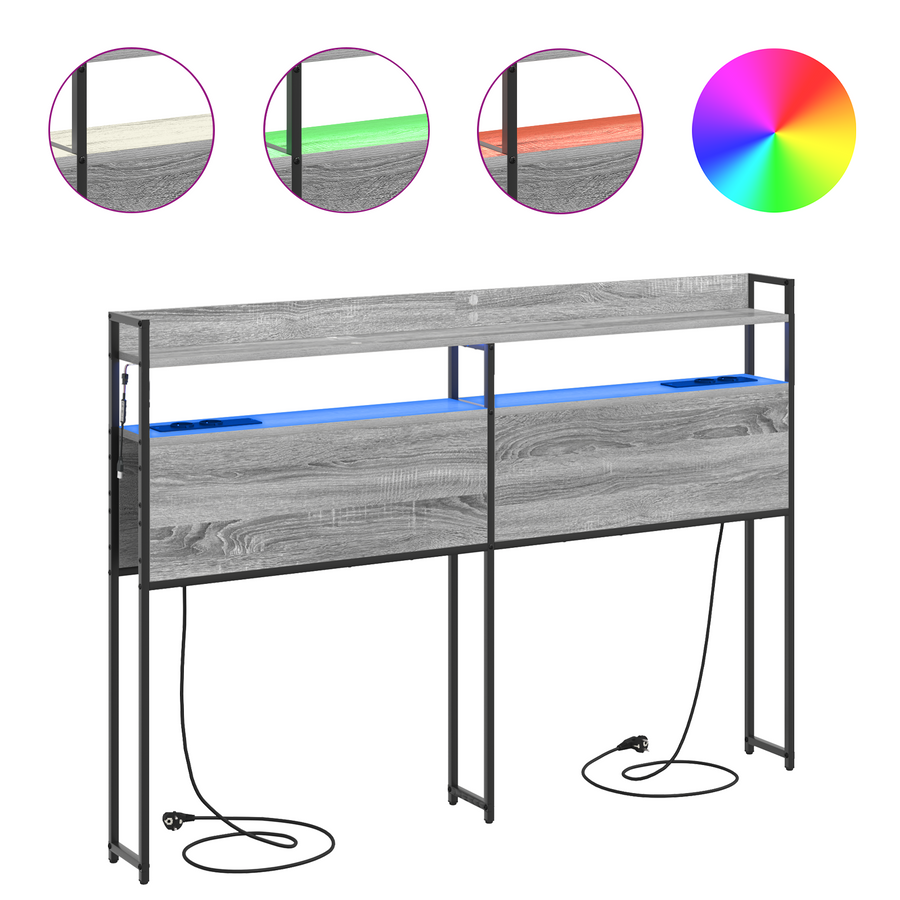 Opberghoofdbord Grijs sonoma 160 cm Bewerkt hout