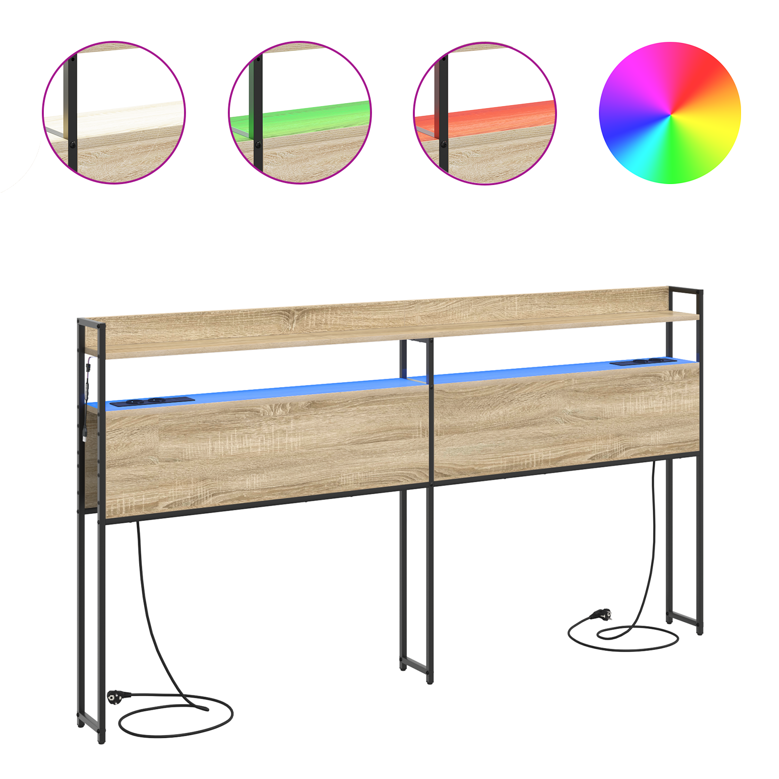Opberghoofdbord Sonoma eiken 200 cm Bewerkt hout