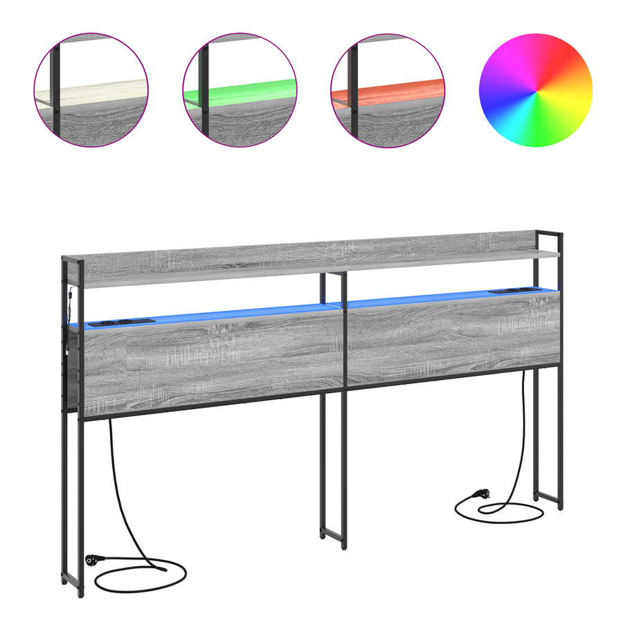 Opberghoofdbord Grijs sonoma 200 cm Bewerkt hout