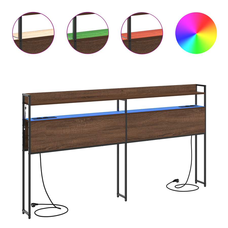 Opberghoofdbord bruin eikenkleur 200 cm Bewerkt hout