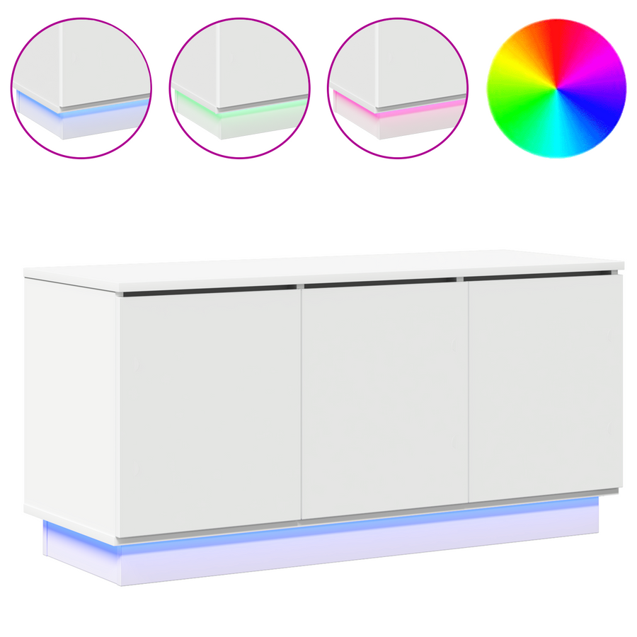 Tv-Kast Met Led-Striplichten 100 X 38 X 49 Cm Bewerkt Hout Wit