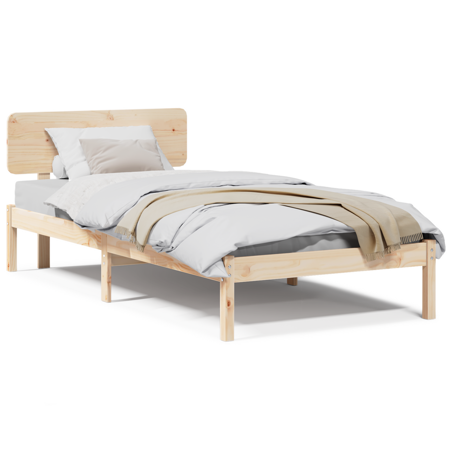 Bedframe met Hoofdeinde 75x190 cm van Massief Grenenhout