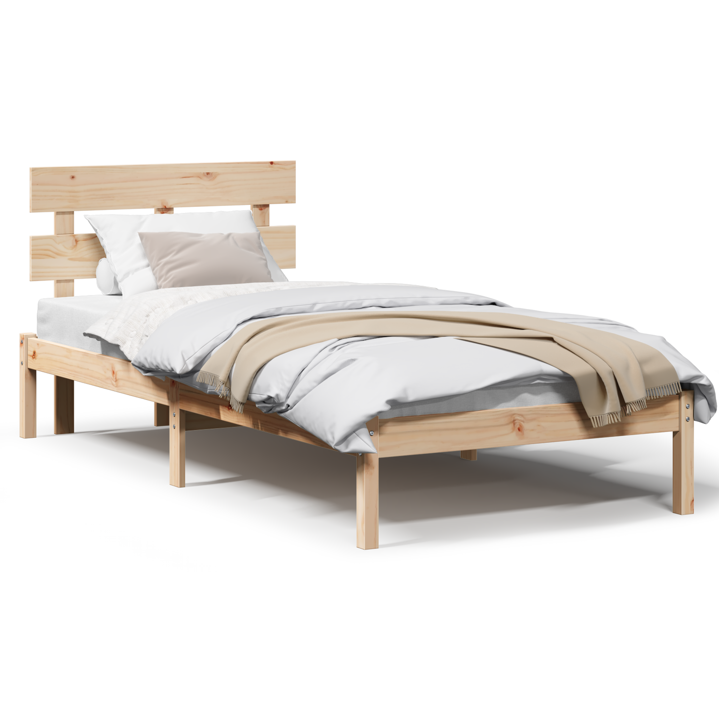 Bedframe met hoofdbord 80x200 cm van massief grenenhout