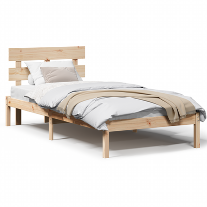 Bedframe met hoofdbord 90x190 cm van massief grenenhout