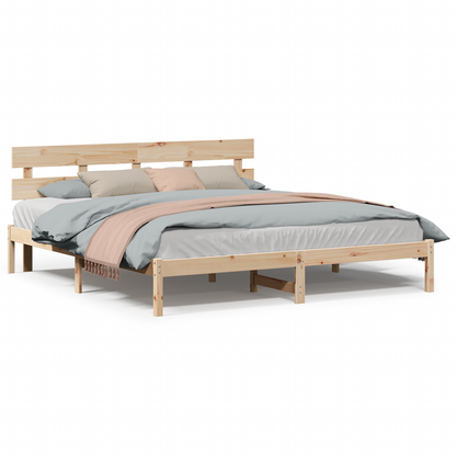 Bedframe met hoofdbord 200x200 cm van massief grenenhout