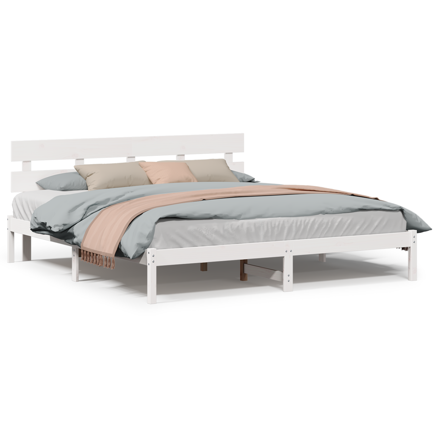 Bedframe met Hoofdbord Wit 200x200 cm Massief Hout