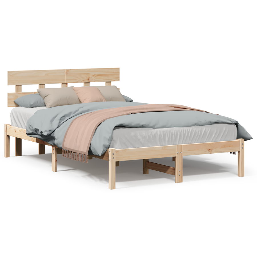 Bedframe met Hoofdbord 135x190 cm van Massief Grenenhout