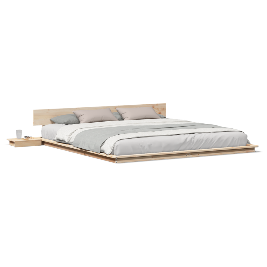 Vloerbed met Nachtkastjes 200x200cm van Massief Hout