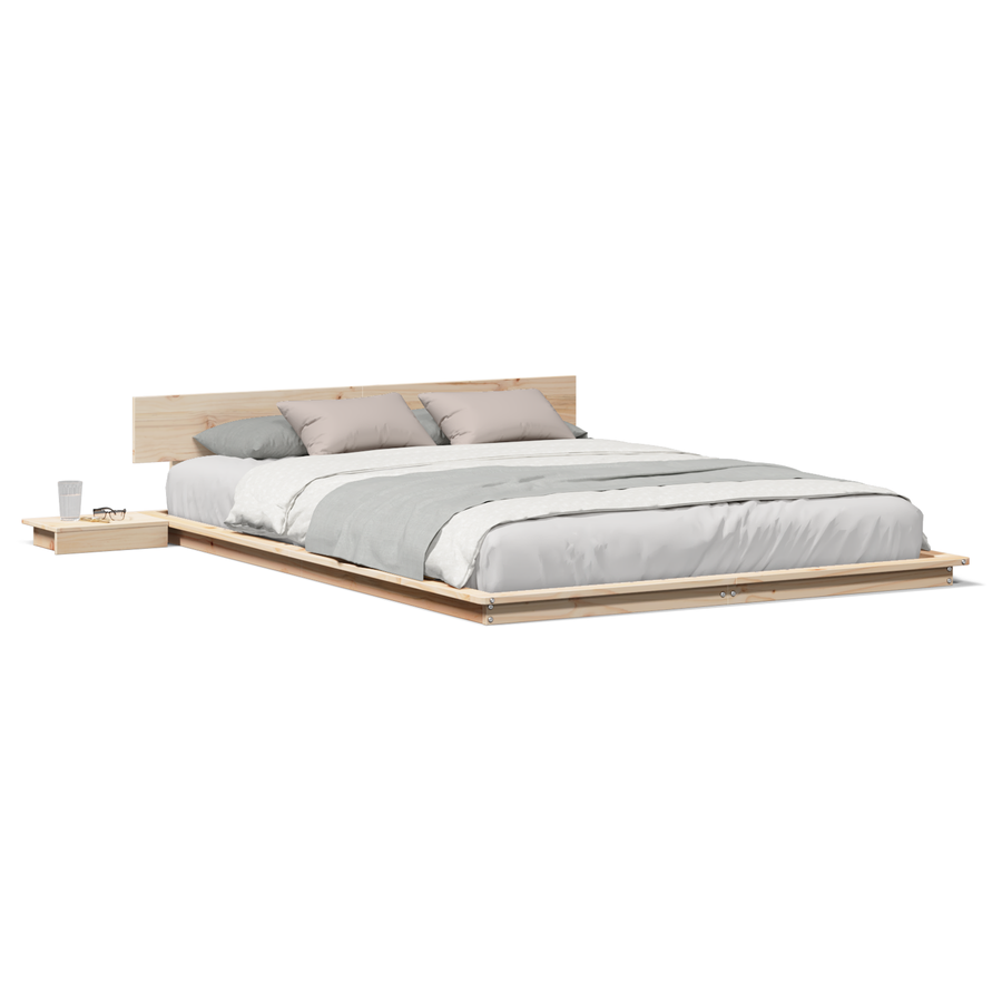 Vloerbed met Nachtkastjes 140x200cm Massief Hout