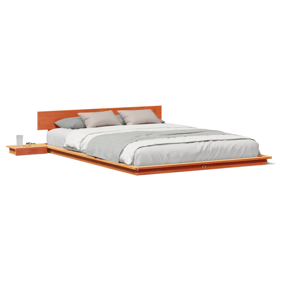 Ligbedframe met Nachtkastjes Wengé Bruin 140x200cm Massief Hout