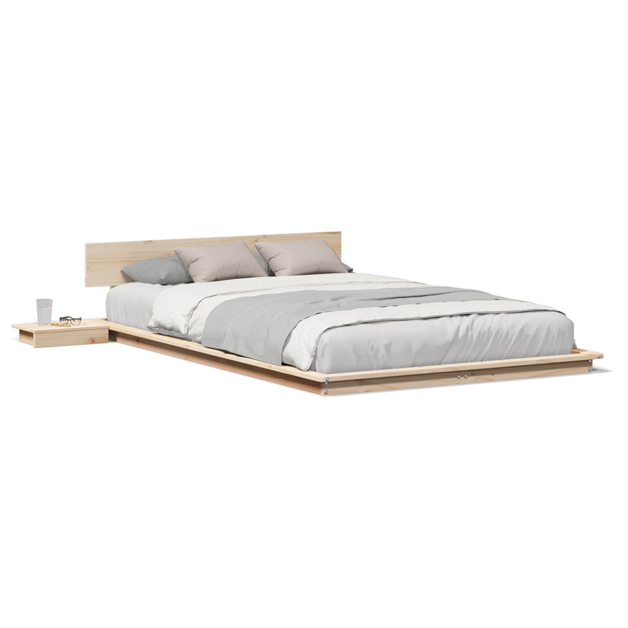 Vloerbed met Nachtkastjes 120x200cm Massief Hout