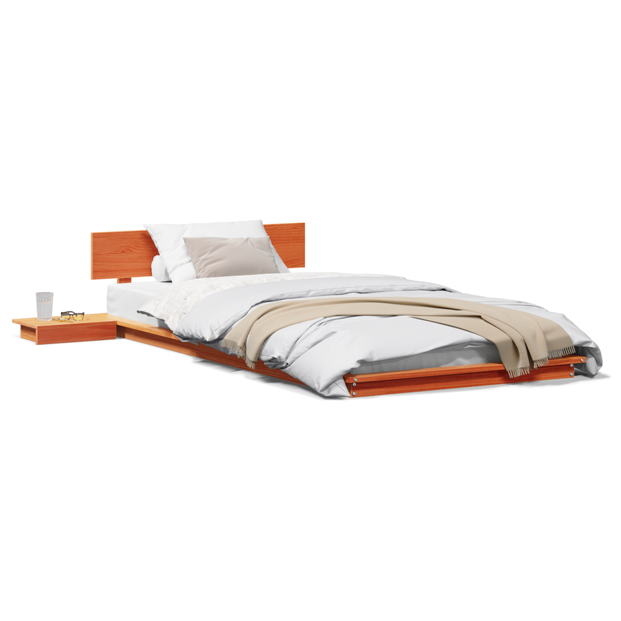 Ligbed met Nachtkastjes Gewaxed Bruin 90x190cm Massief Hout