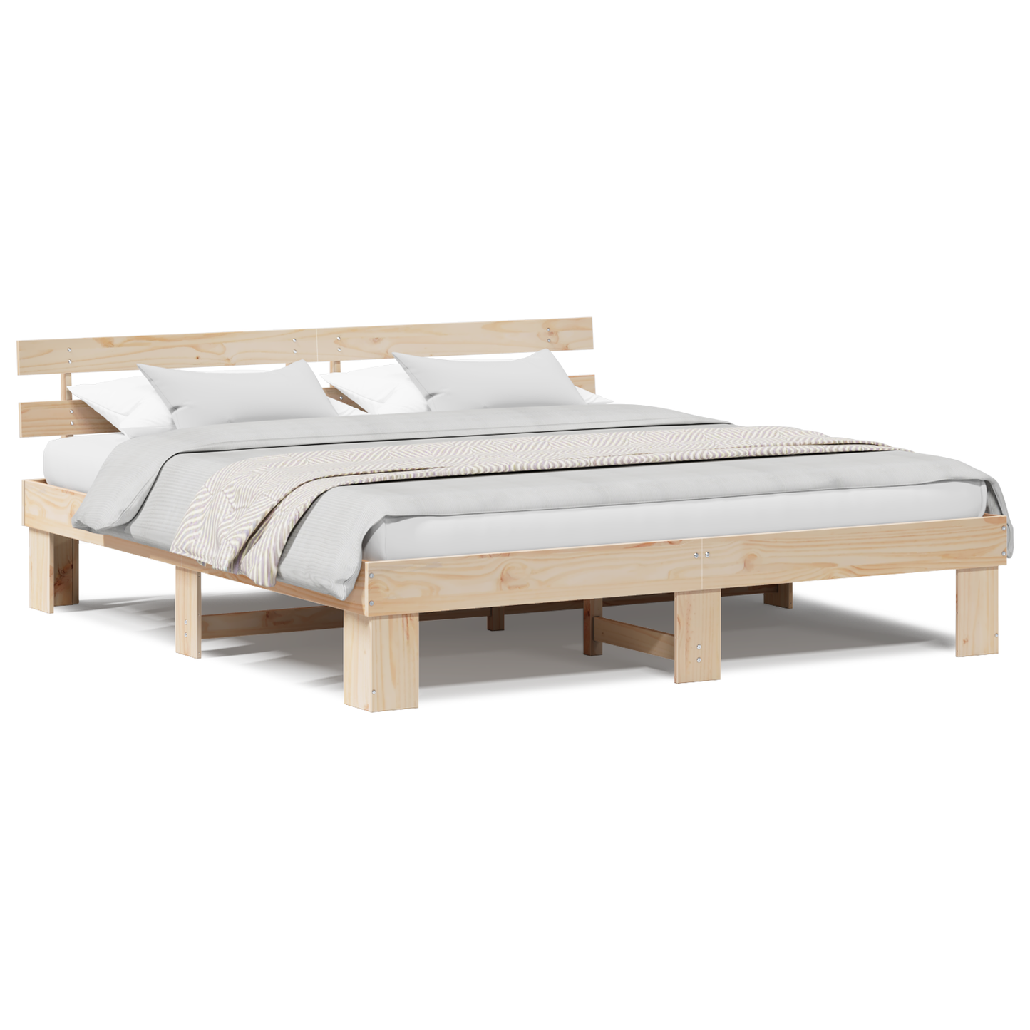Bedframe met hoofdbord 200x200 cm van massief grenenhout