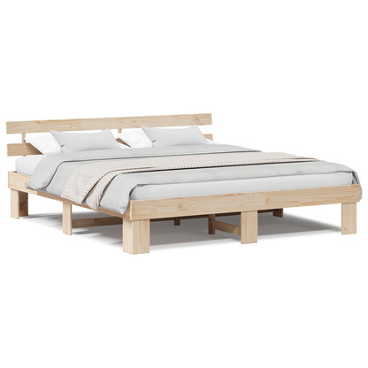 Bedframe met hoofdbord 180x200 cm van massief grenenhout