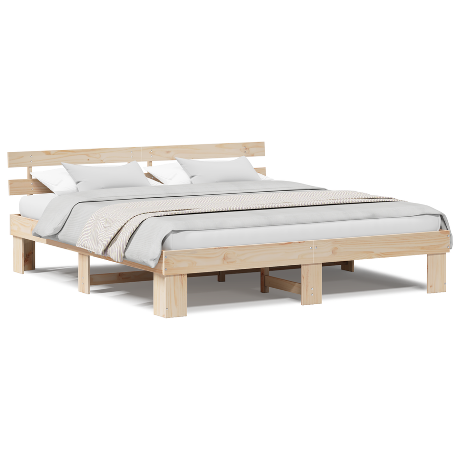 Bedframe met hoofdbord 180x200 cm van massief grenenhout