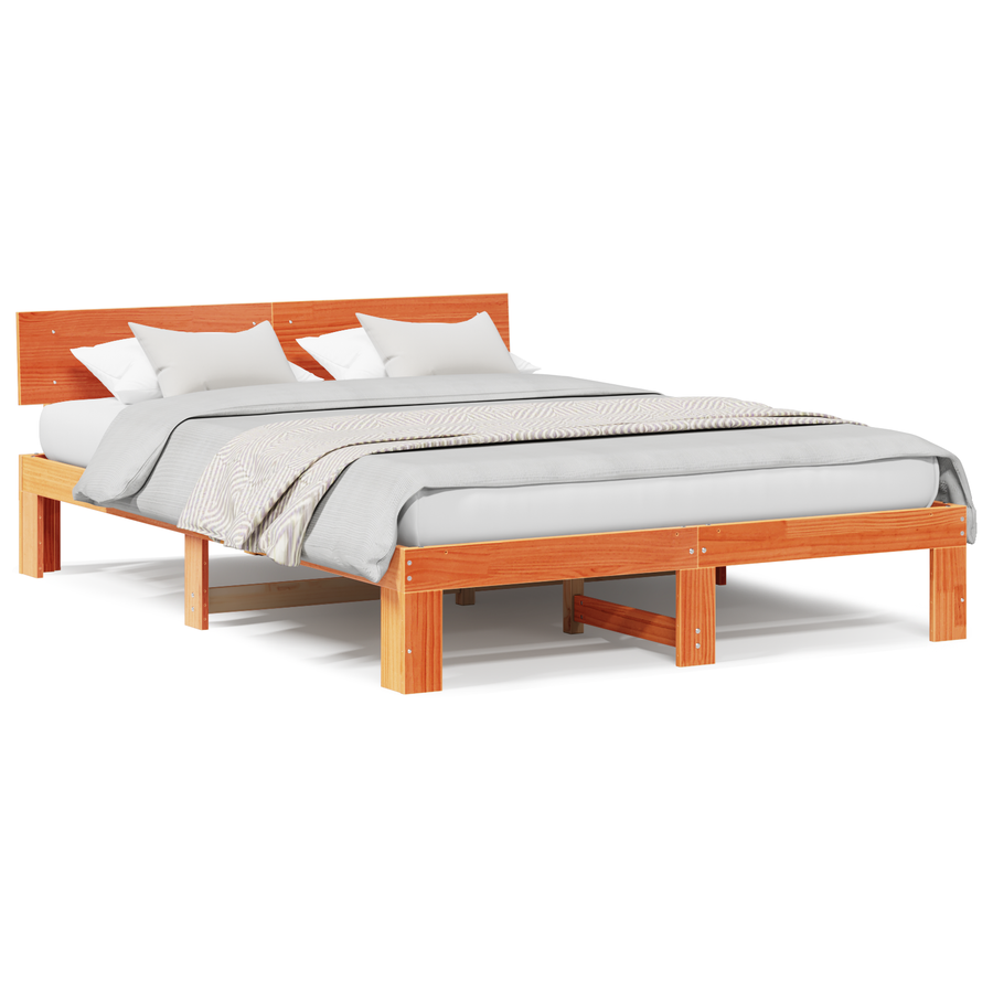 Bedbodem met Hoofdbord Wax Bruin 160x200 cm van Massief Grenenhout